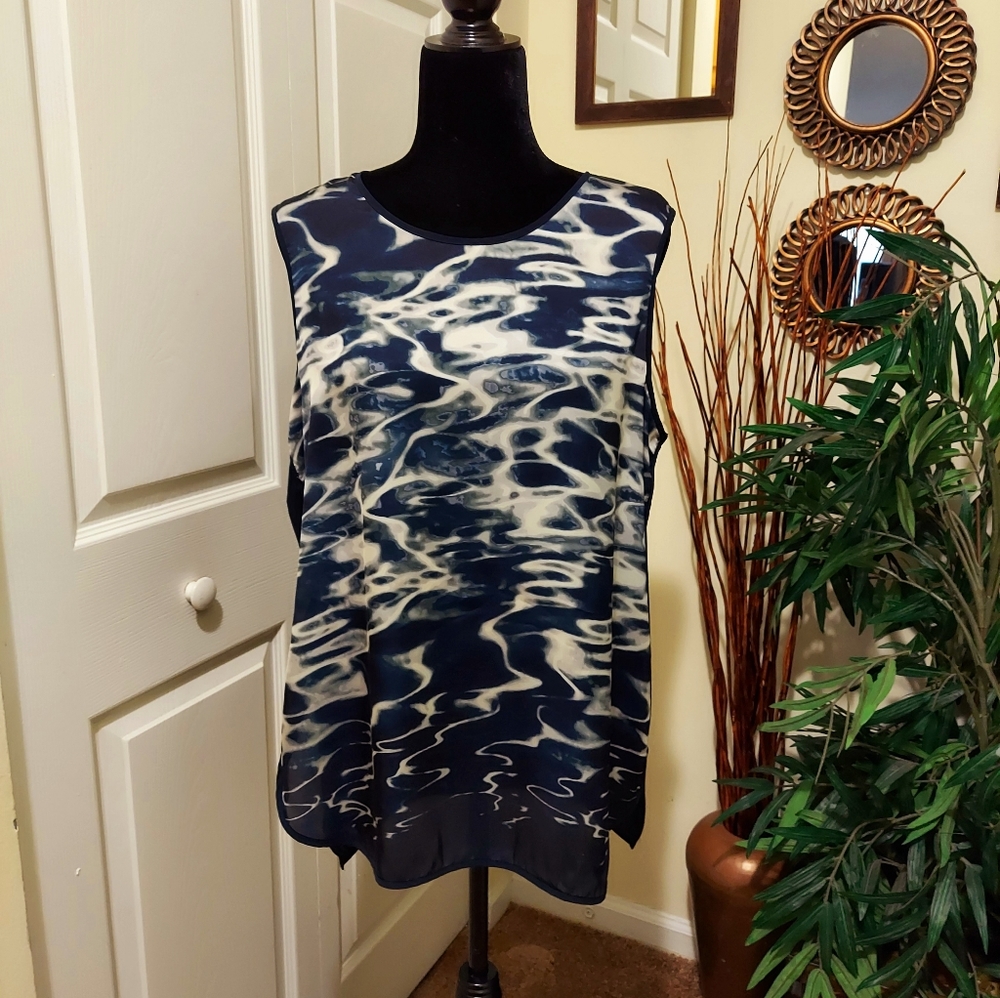 Sleeveless Blouse - Vince Camuto, Blue/Gray